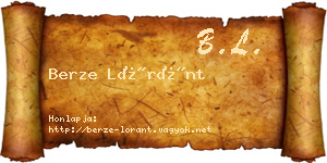 Berze Lóránt névjegykártya